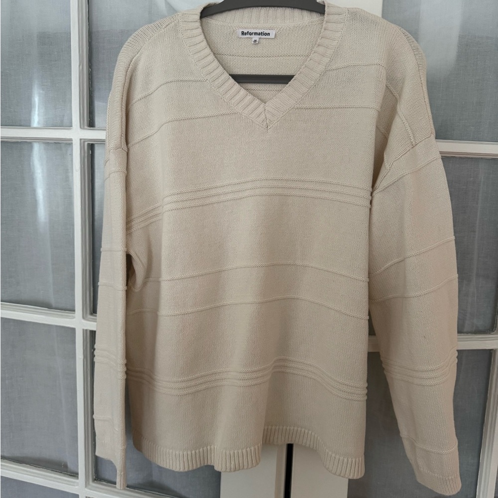 Beige V-Neck Sweater